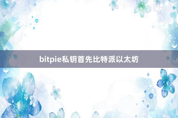 bitpie私钥首先比特派以太坊