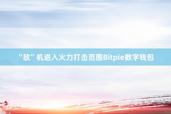 “敌”机进入火力打击范围Bitpie数字钱包