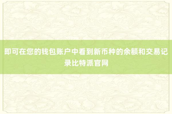 即可在您的钱包账户中看到新币种的余额和交易记录比特派官网