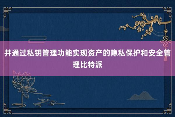 并通过私钥管理功能实现资产的隐私保护和安全管理比特派