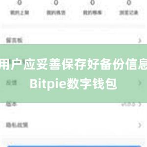 用户应妥善保存好备份信息Bitpie数字钱包